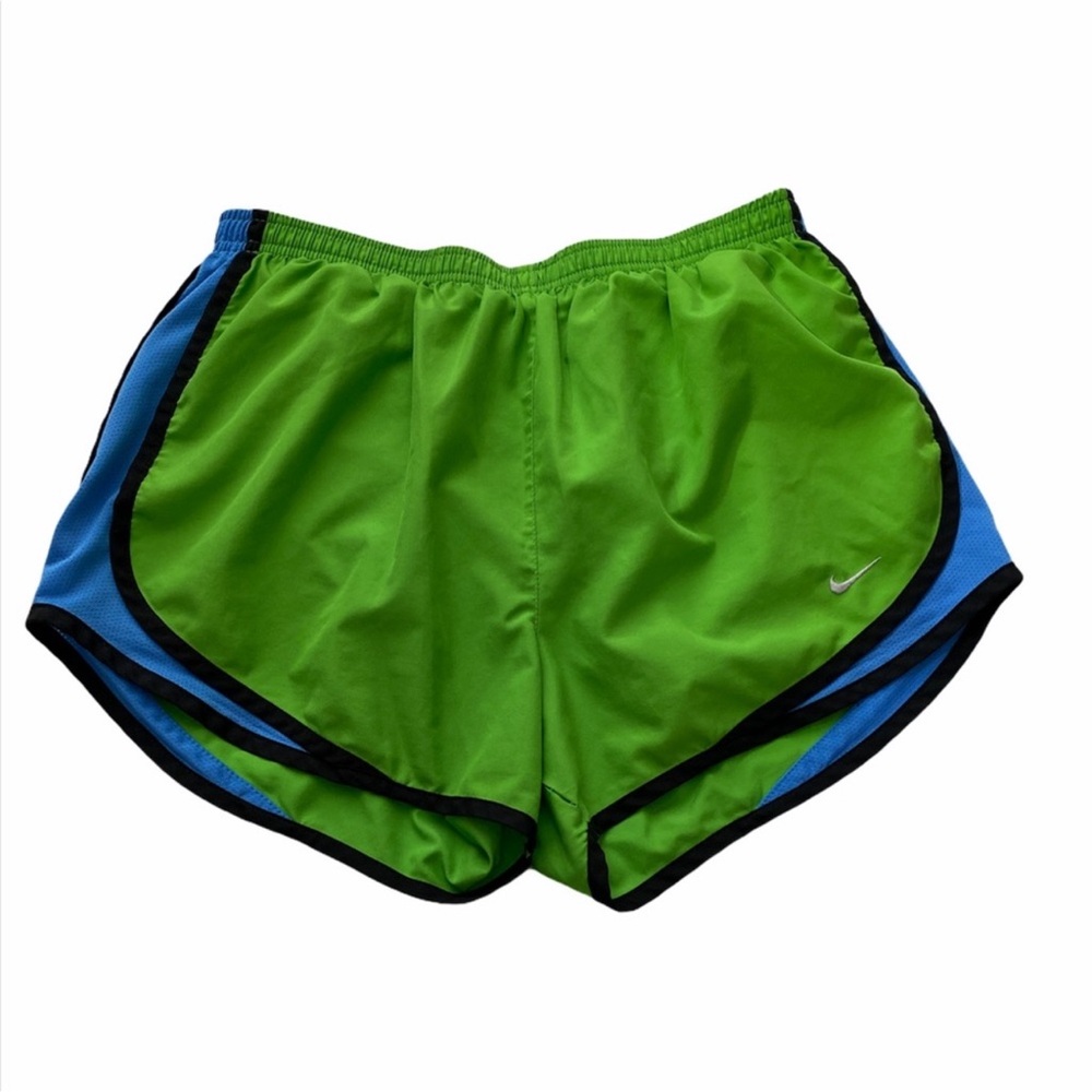 Nike Women's Lime Green and Royal Blue Athletic Shorts